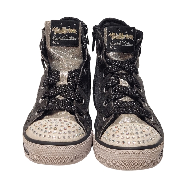 Skechers Girls Limited Edition Twinkle Toes Light Up Hi-top Zip Sneakers - Picture 5 of 13